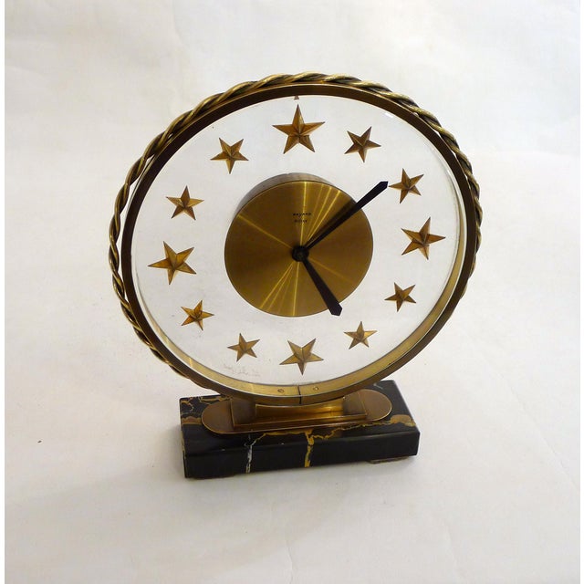 Starry Table Clock in Marble, Brass and Glass by Bayard and Lalique, 1950s For Sale - Image 14 of 14