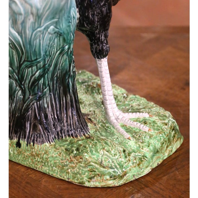 19th Century French Barbotine Rooster Vase in the Manner of Carrier-Belleuse For Sale In Dallas - Image 6 of 15