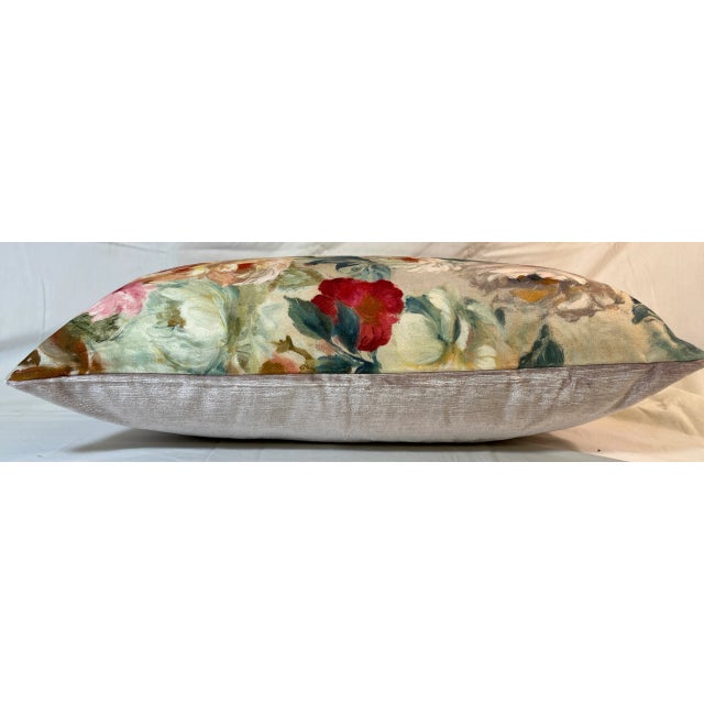 Large Bolster Pillow Decorated With a Colorful Vintage Heirloom Floral Patten Inspired by Oil Paintings of the Great Masters - Made in the U K For Sale - Image 9 of 12
