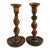 Early 20th Century English Jacobean Revival Oak Barley Twist Candlesticks - A Pair For Sale
