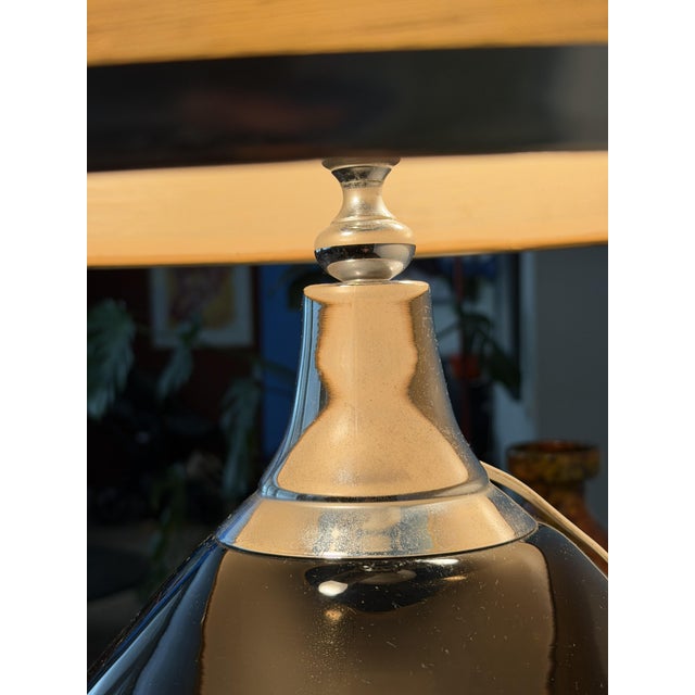Vintage Italian Smoked Glass and Chrome Table Lamp, 1980s For Sale - Image 9 of 18
