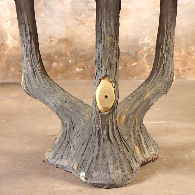 French Cast Stone Faux Bois Two Piece Garden Table For Sale - Image 4 of 5