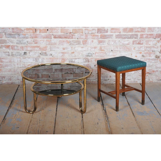 Black Small Czech Bauhaus Table in Brass and Black Glass, 1950s For Sale - Image 8 of 9