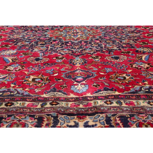 Early 20th Century Red Antique Persian Mashhad Rug, 09'09 X 09'10 For Sale - Image 5 of 10