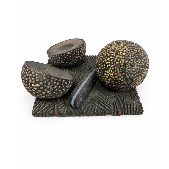 Vintage Hand Painted Terracotta Studio Sculpture of Melons & Cutting Knife on Board, Signed Gayle Fitchinger For Sale - Image 10 of 10