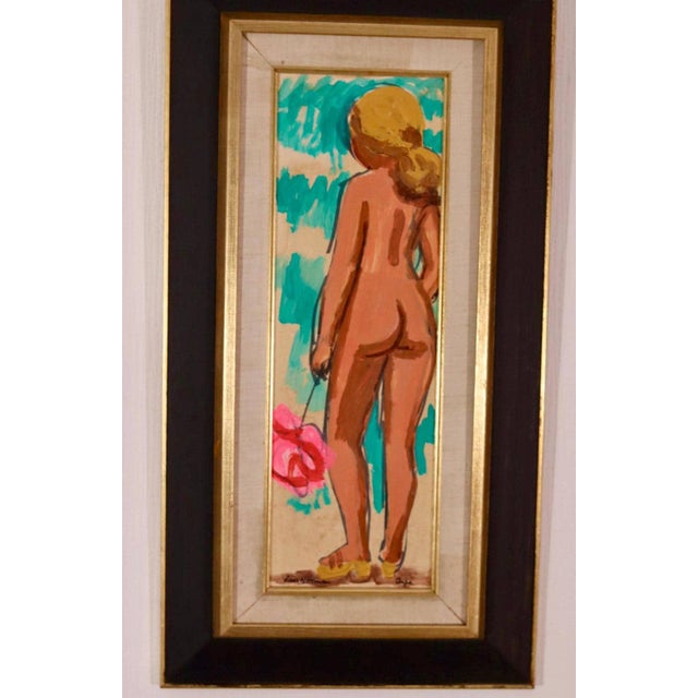 Original Swedish Oil on Panel – “Inga” by Knut Norman – Signed &Framed 73 × 38 cm (28.7" × 15") A distinctive oil painting...