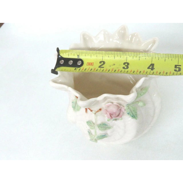 Belleek Ireland Porcelain Pink Rose Green Leaves Flower Vase For Sale In Miami - Image 6 of 12