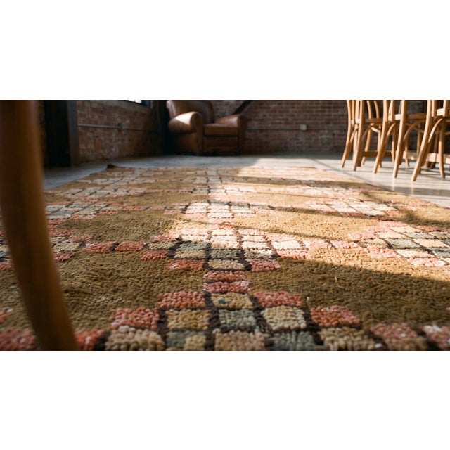 Significant Light Brown Color With Splendid Geometric Design Vintage American Hooked Rug For Sale - Image 11 of 12