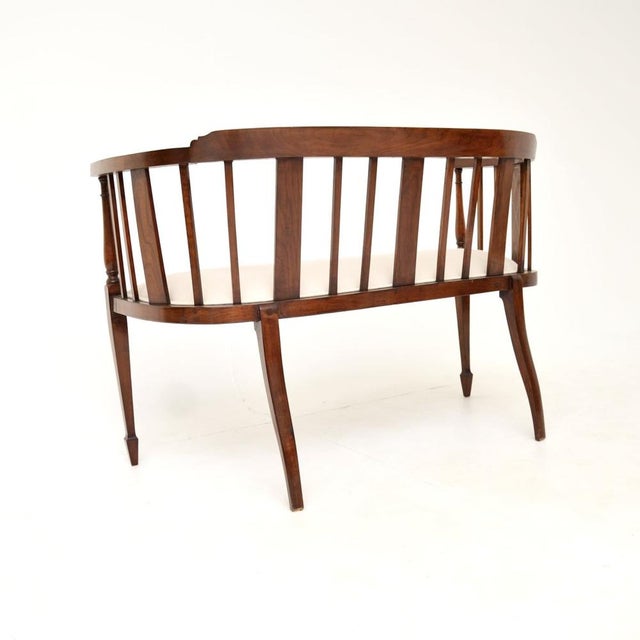 Antique Edwardian Inlaid Walnut Settee, 1900 For Sale - Image 6 of 13