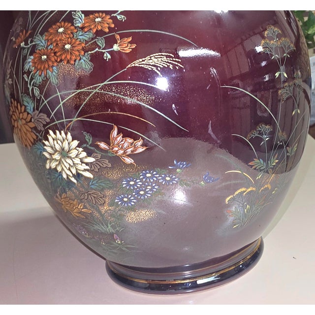 Japanese Vintage Japan Vase Gold Trim Pheasant Bird Flowers Bud Vase For Sale - Image 3 of 7