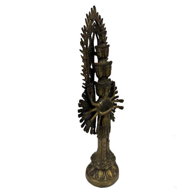 Vintage Chinese Bronze Eleven-Headed Avalokiteshvara, Kwan-Yin Sculpture For Sale - Image 10 of 14
