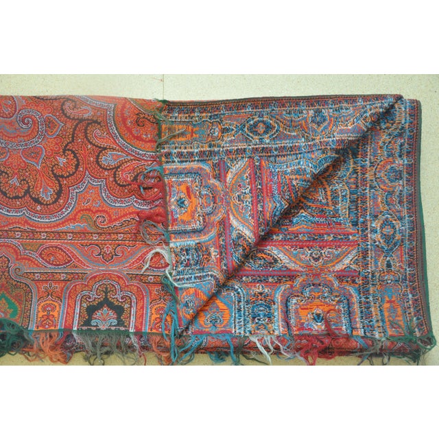 Antique Victorian Paisley Throw, Wool, Woven Jacquard For Sale In Chicago - Image 6 of 6