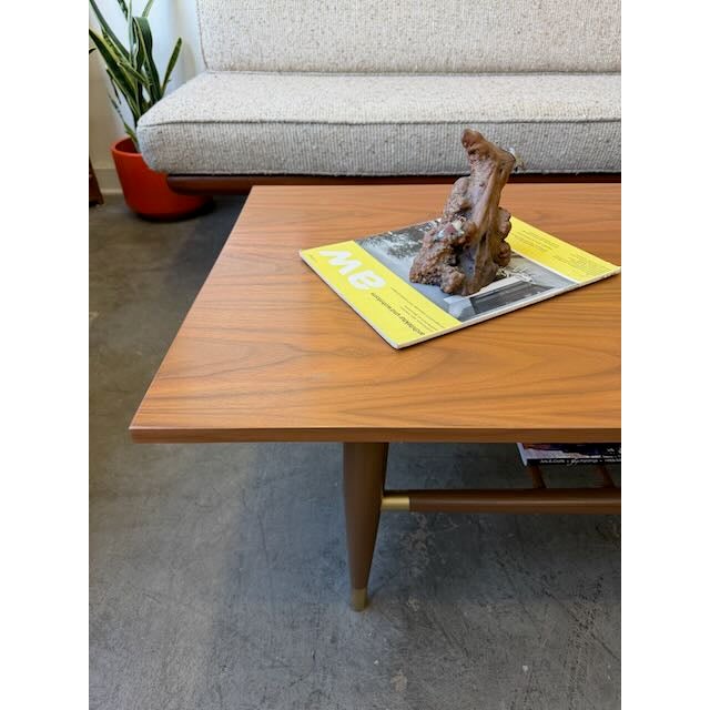 Vintage Refurbished Walnut Coffee Table For Sale - Image 4 of 11