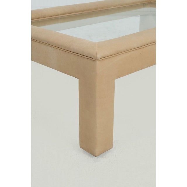 Karl Springer Style Padded Leather Coffee Table 1980 C. For Sale - Image 10 of 11