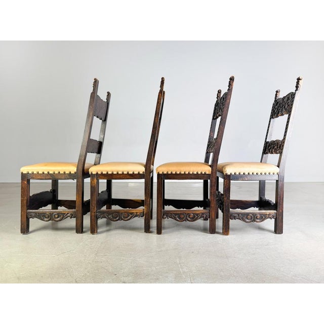 Neo-Baroque Chairs in Leather, Set of 4 For Sale - Image 3 of 11