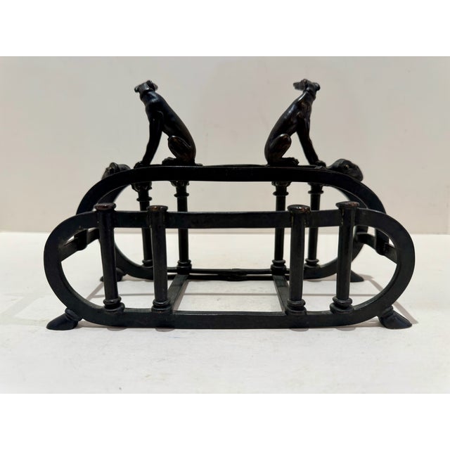 Black Antique Greyhound Figural Letter Holder Desk Organizer Mail Sorter For Sale - Image 8 of 10