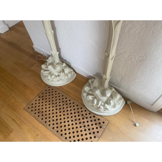 Antique White 1960s Pair of Fiberglass Torchères in the Manner of Serge Roche For Sale - Image 8 of 13