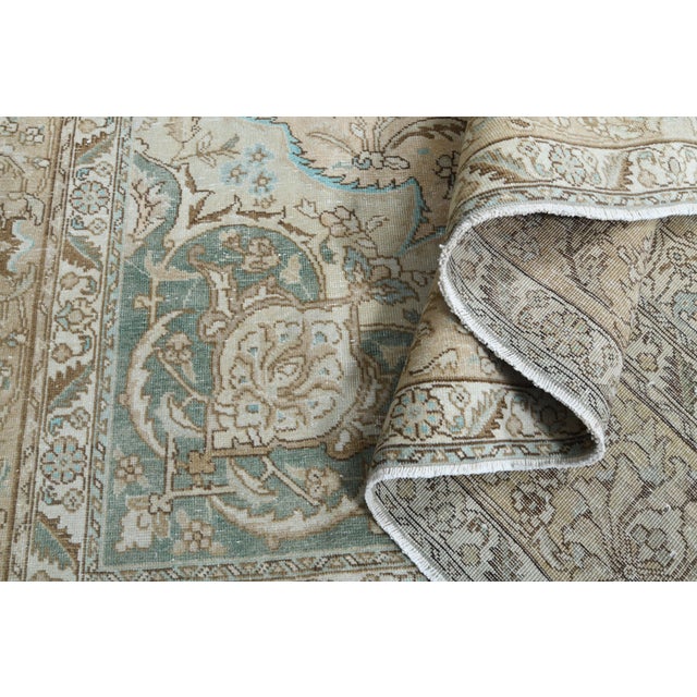 Textile 1970s Vintage Persian Handmade Wool Cotton Beige Area Rug For Sale - Image 7 of 11