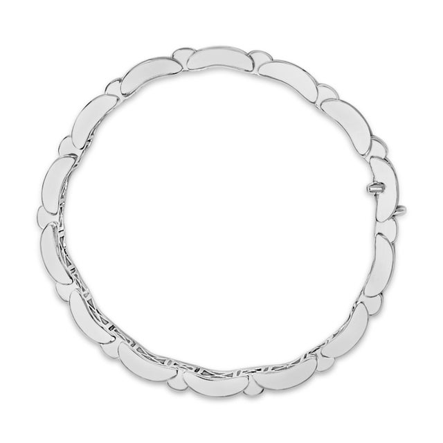 Haus of Brilliance 18K White Gold 5.0 Carat Princess Diamond Buckle Link Bracelet For Sale - Image 4 of 6
