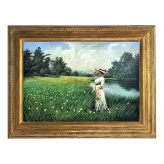 Jean Louis Richard, Walk to the Lake, 2002, Oil on Canvas, Framed For Sale