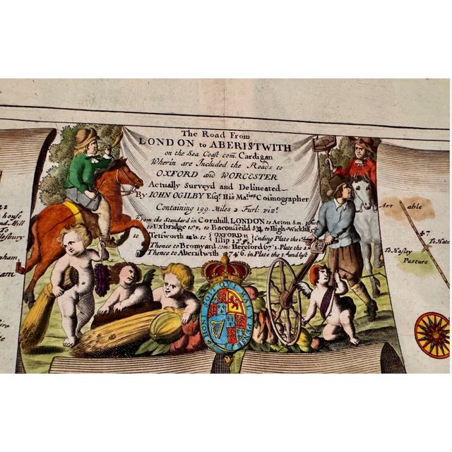 Set of 5 John Ogilby 1675 Hand Colored Road Maps Britannia England For Sale - Image 17 of 18