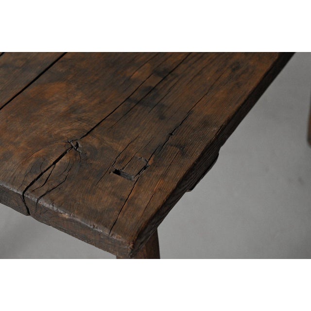 Brown Folk Art Rustic Farmhouse Dining Table, France, 1950s For Sale - Image 8 of 14