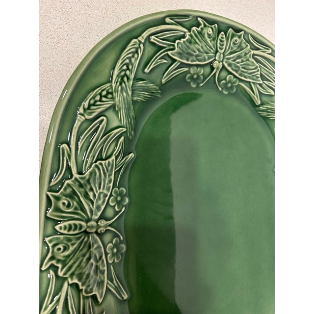 Green Bordallo Pinheiro Platter Papillon Ivy Pattern For Sale In Boston - Image 6 of 6