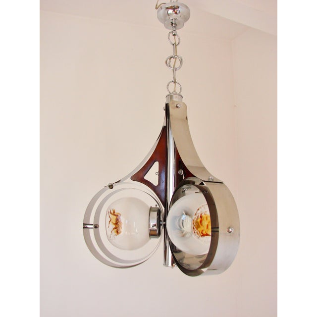 Chrome and Murano Art Glass Pendant Lamp from Mazzega, Italy, 1970s For Sale - Image 6 of 13