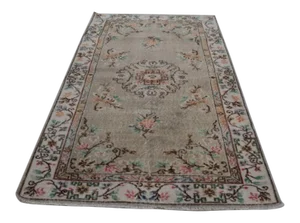 Distressed Hand Knotted Wool Turkish Sparta Rug With Oushak Design 3'9'' X 6'10''