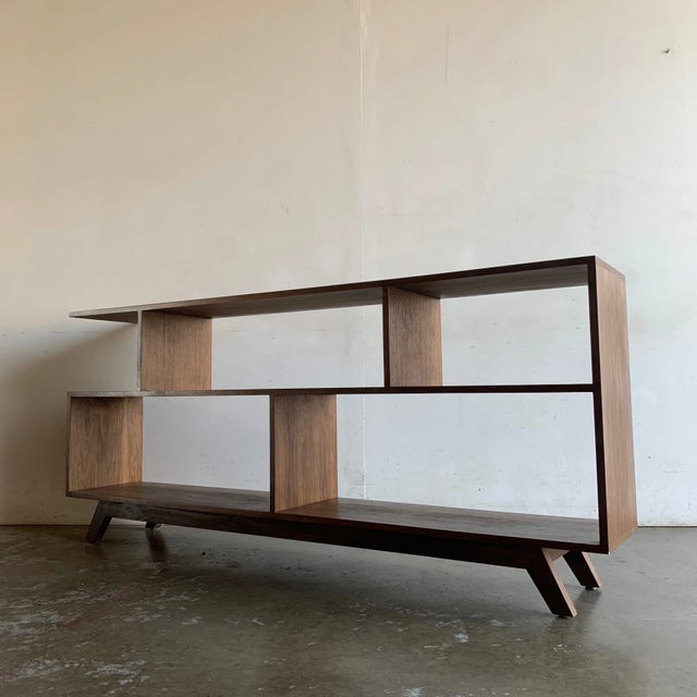Mid-Century Modern Two Tier Bookshelf For Sale - Image 3 of 9