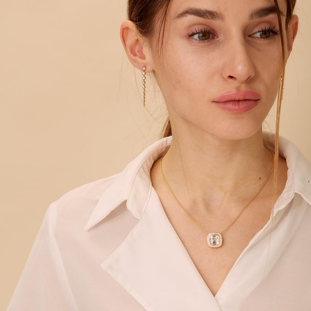 Created in 18 karat yellow gold Rock Crystal 3.5 carats approx. Diamonds 0.3 carat approx. 18 inch necklace with loops at...