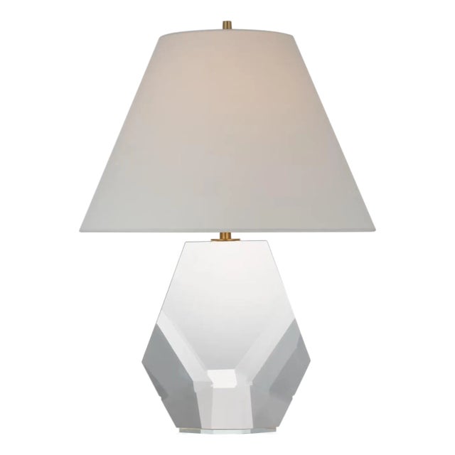 Thomas O'Brien by Visual Comfort Signature Anthenee 25" Table Lamp in Crystal with Linen Shade For Sale