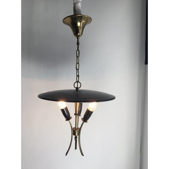 Vintage Italian Lamp in Brass with Black and White Lacquer from Stilnovo, 1950s For Sale - Image 4 of 11