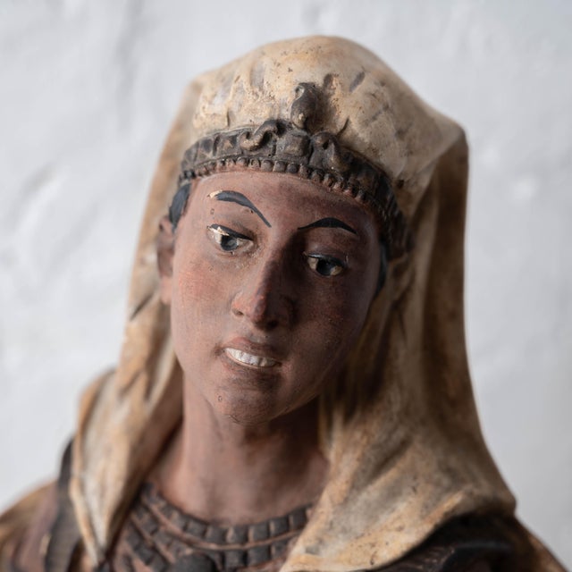 French Orientalist Polychrome Plaster Bust, Circa 1880 For Sale - Image 9 of 14
