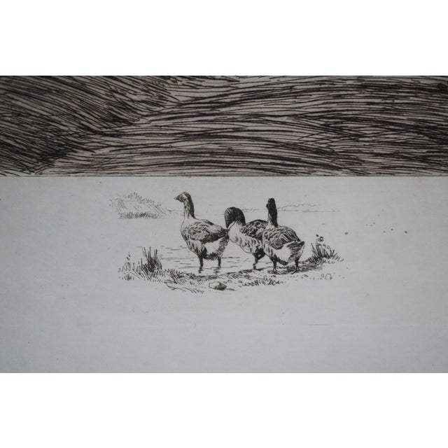Printmaking Materials Antique Peter Moran Farming Mowing Boy Riding Plough Landscape Etching 27" For Sale - Image 7 of 11