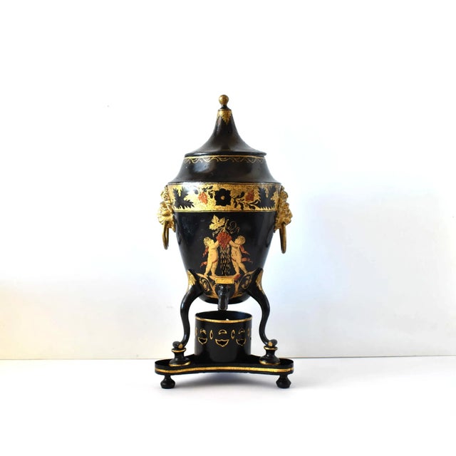 Antique C. 1800 Regency Painted Tole Samovar Hot Mulled Wine Urn For Sale - Image 12 of 13