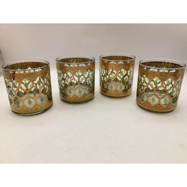 Culver Valencia 22kt Gold and Green Diamond Cocktail Glass Set of 4 For Sale - Image 9 of 12