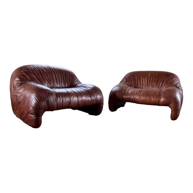Bonanza Armchairs in Brown Leather by Tobia & Afra Scarpa for C & B Italia, 1970s, Set of 3 For Sale - Image 6 of 18