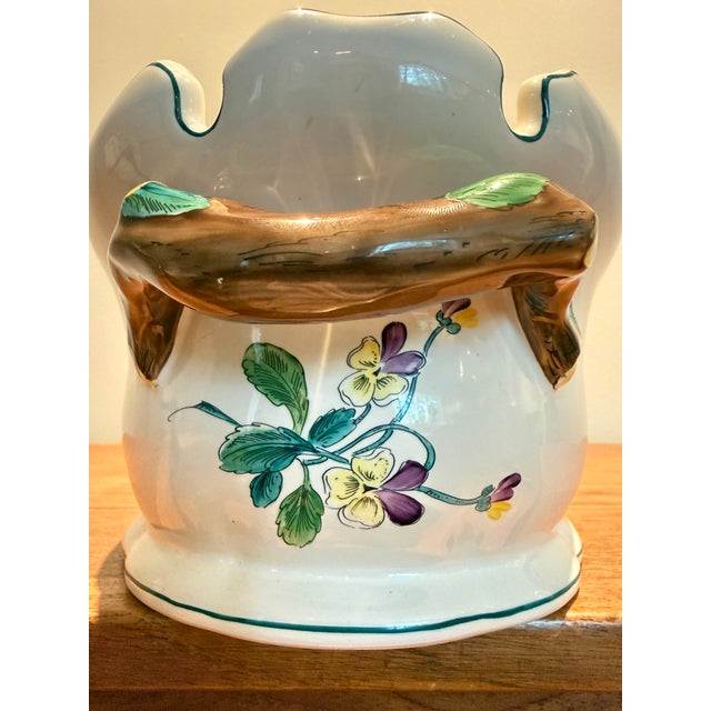 White Tiffany and Co. Floral Hand-Painted Centerpiece Bowl or Jardiniere For Sale - Image 8 of 11