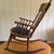 Antique Late Victorian Pressed-Back Oak Rocking Chair With Navy Seat For Sale In New York - Image 6 of 8