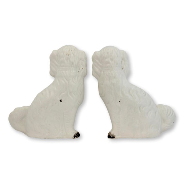 Large White Antique Staffordshire Dogs / Spaniels, a Pair For Sale - Image 4 of 5