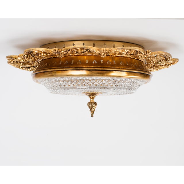 Bronze 1950s Spanish Empire Gilt Bronze Eagle Flush Mount Ceiling Light For Sale - Image 8 of 15