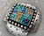 Vintage Early Dian Malouf Silver Hammered Cross Pin, Brooch- Turquoise, Sugilite, Spiny Oyster Mosaic Center, Beaded Surround & Incised Cross Pattern For Sale - Image 9 of 10