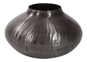 Carbon Gray Round Chiseled Vase from Kenneth Ludwig Chicago