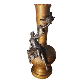 Art Nouveau Pewter Vase with Figures, 1890-1900 For Sale