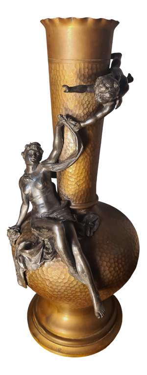 Art Nouveau Pewter Vase with Figures, 1890-1900