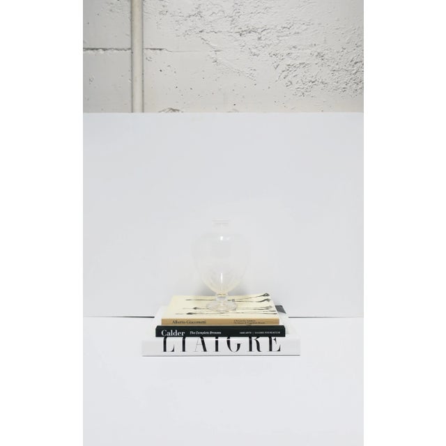 Glass White and Transparent Clear Art Glass Urn Form Vase For Sale - Image 7 of 12