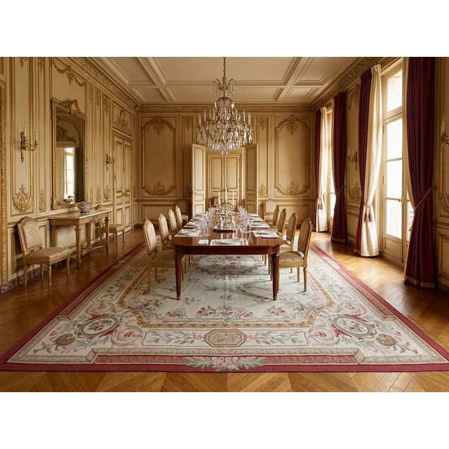 12x16 Vintage Aubusson Flat Weave Wool Rug, Louis Philippe Rose Wreath For Sale - Image 11 of 12