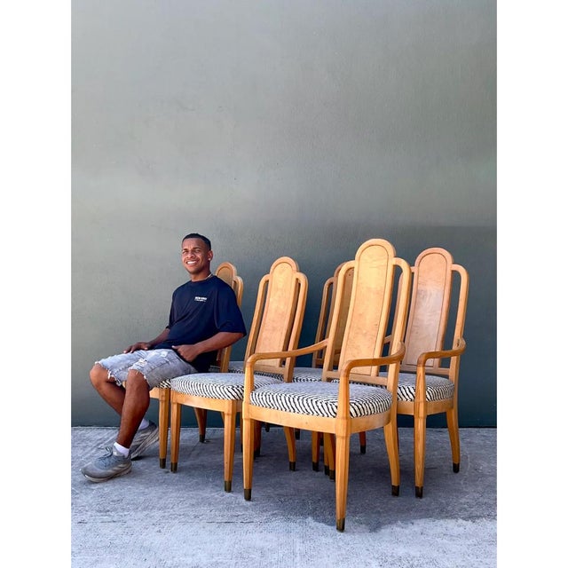Wood Vintage Henredon Scene Two Upholstered Dining Chairs For Sale - Image 7 of 12