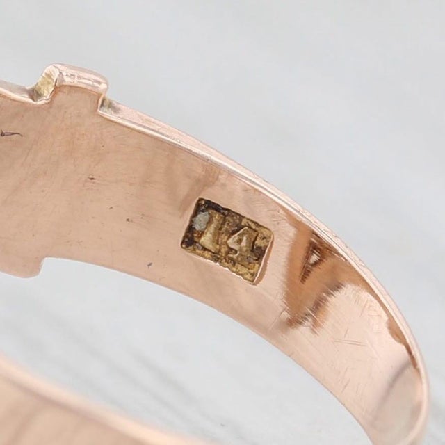 Victorian Pearl Green Stone Ring 14k Rose Gold Size 3.5 Ornate Antique For Sale In Greensboro - Image 6 of 7